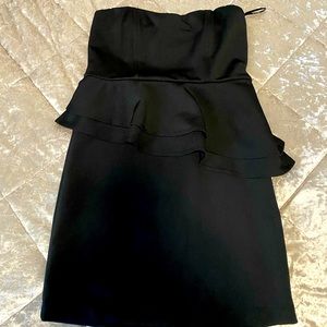 Black strapless mini dress